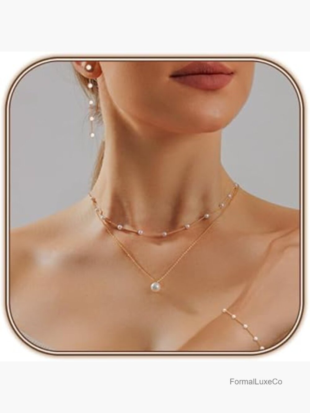 Dainty Pearl Choker Necklace Earrings Bracelet Set - Wedding Trendy Gift